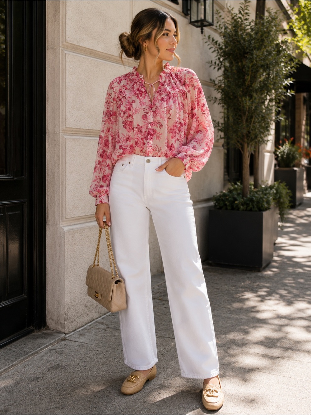 ZARA Women’s Pink Floral Top Styling